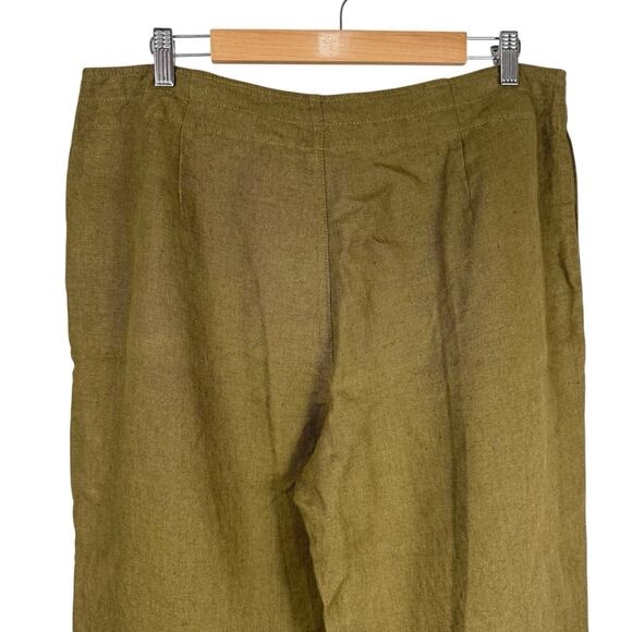 Eileen Fisher Pants Womens Large Olive Green Heavy Linen Straight Leg Natural - Picture 7 of 11